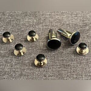 Elegant Black and Silver Cufflink Set